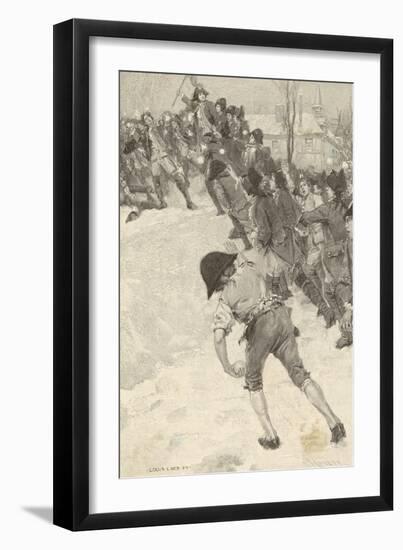 Napoleon Circa 1780 Attacking Snow Forts at the Military School at Brienne-Louis Loeb-Framed Art Print