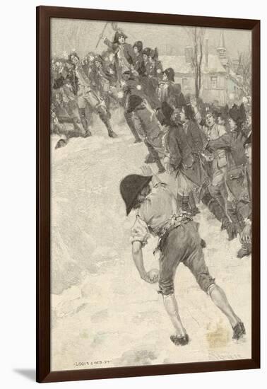 Napoleon Circa 1780 Attacking Snow Forts at the Military School at Brienne-Louis Loeb-Framed Art Print