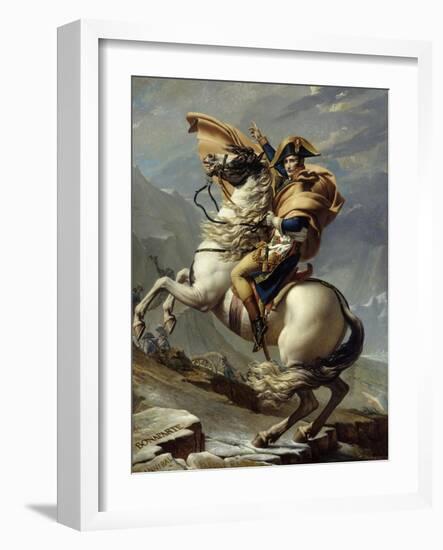 Napoleon Crossing the Alps at the St. Bernard Pass, May 20, 1800-Jacques Louis David-Framed Art Print