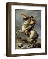 Napoleon Crossing the Alps at the St. Bernard Pass, May 20, 1800-Jacques Louis David-Framed Art Print