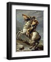 Napoleon Crossing the Alps at the St. Bernard Pass, May 20, 1800-Jacques Louis David-Framed Art Print