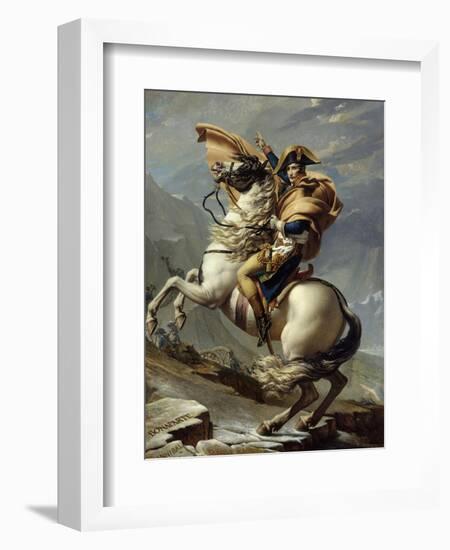 Napoleon Crossing the Alps at the St. Bernard Pass, May 20, 1800-Jacques Louis David-Framed Art Print