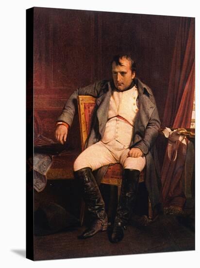 Napoleon Emperor Defeated at Fontainebleau 1814-Paul Hippolyte Delaroche-Stretched Canvas