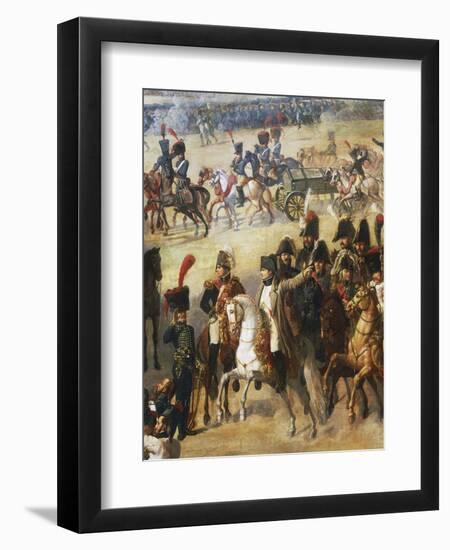 Napoleon Giving Orders on Battlefield, Detail from French Army Pulling Down Rosbach Column-Pierre Antoine Augustin Vafflard-Framed Giclee Print