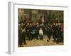 Napoleon I Bidding Farewell to the Imperial Guard in the Cheval-Blanc Courtyard, April 1814, 1825-Antoine Alphonse Montfort-Framed Giclee Print