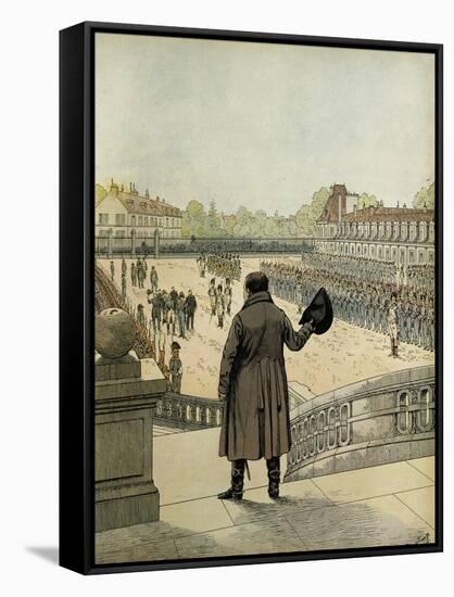 Napoleon I Bids Farewell at Fontainebleau-Jacques de Breville-Framed Stretched Canvas