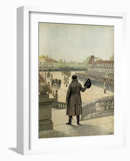 Napoleon I Bids Farewell at Fontainebleau-Jacques de Breville-Framed Art Print