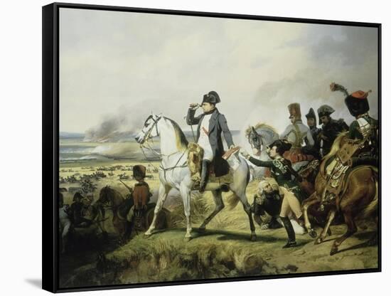 Napoléon Ier à la bataille de Wagram, 6 juillet 1809 (il est accompagné du général Bessières)-Horace Vernet-Framed Stretched Canvas