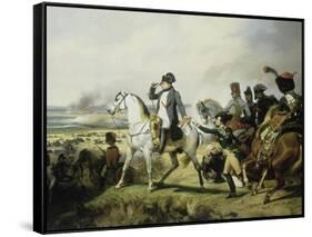 Napoléon Ier à la bataille de Wagram, 6 juillet 1809 (il est accompagné du général Bessières)-Horace Vernet-Framed Stretched Canvas