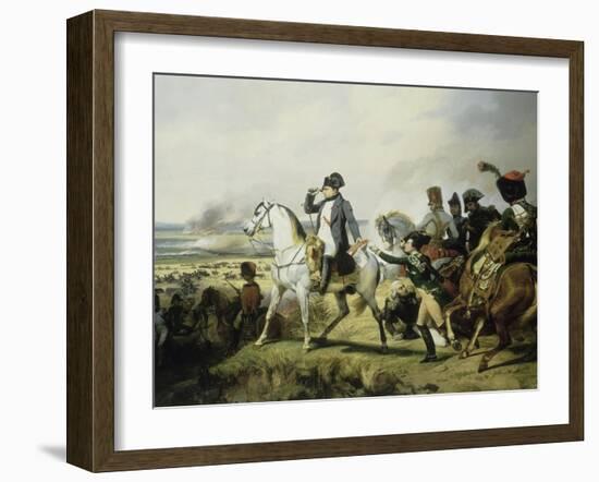 Napoléon Ier à la bataille de Wagram, 6 juillet 1809 (il est accompagné du général Bessières)-Horace Vernet-Framed Giclee Print