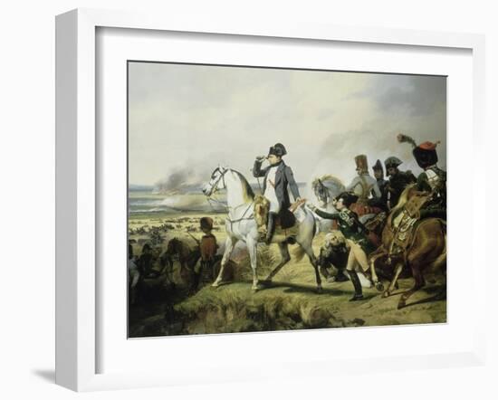 Napoléon Ier à la bataille de Wagram, 6 juillet 1809 (il est accompagné du général Bessières)-Horace Vernet-Framed Giclee Print