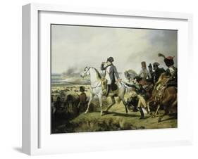 Napoléon Ier à la bataille de Wagram, 6 juillet 1809 (il est accompagné du général Bessières)-Horace Vernet-Framed Giclee Print