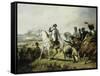 Napoléon Ier à la bataille de Wagram, 6 juillet 1809 (il est accompagné du général Bessières)-Horace Vernet-Framed Stretched Canvas