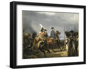 Napoléon Ier passant devant les troupes à la bataille d'Iena, 14 octobre 1806 (bataille contre-Horace Vernet-Framed Giclee Print