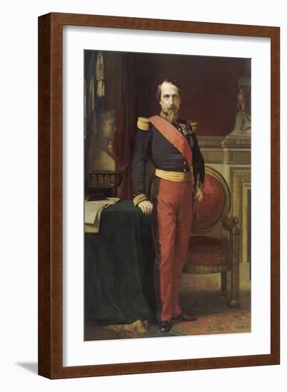 Napoléon III, en uniforme de général de Division, dans son Grand Cabinet aux Tuileries, en 1862-Hippolyte Flandrin-Framed Giclee Print