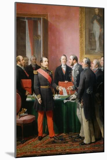 Napoleon III gives a letter to the baron Haussmann June 16, 1859-Adolphe Yvon-Mounted Giclee Print