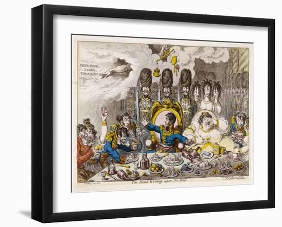 Napoleon is About to Make a Meal of England When Writing on the Wall Warns Him to Think Again-James Gillray-Framed Art Print