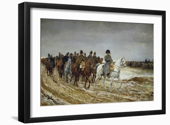 Napoleon on Campaign Followed by Marshals Ney and Berthier, Generals Drouot, Gourgaud and Flahaut-Ernest Meissonier-Framed Giclee Print