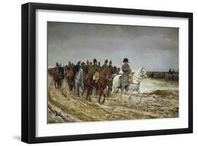 Napoleon on Campaign Followed by Marshals Ney and Berthier, Generals Drouot, Gourgaud and Flahaut-Ernest Meissonier-Framed Giclee Print