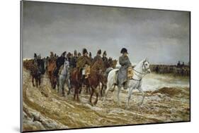 Napoleon on Campaign Followed by Marshals Ney and Berthier, Generals Drouot, Gourgaud and Flahaut-Ernest Meissonier-Mounted Giclee Print