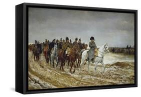 Napoleon on Campaign Followed by Marshals Ney and Berthier, Generals Drouot, Gourgaud and Flahaut-Ernest Meissonier-Framed Stretched Canvas