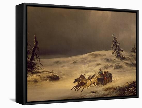 Napoleon on Run after Beresina's Defeat in 1812-Antonio Morghen-Framed Stretched Canvas