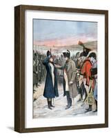 Napoleon Presenting Female Officer Marie Schellinck with the Legion D'Honneur, 1808-Lionel Noel Royer-Framed Giclee Print