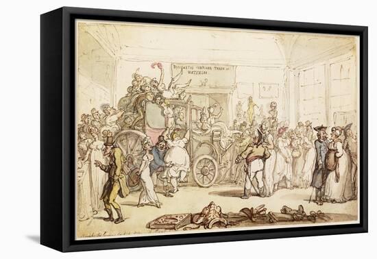 Napoleon's Coach Being Viewed by Fashionable London-Thomas Rowlandson-Framed Stretched Canvas