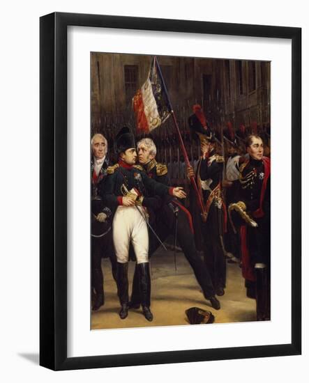 Napoleon's Farewell to Imperial Guard, April 20, 1814-Horace Vernet-Framed Giclee Print