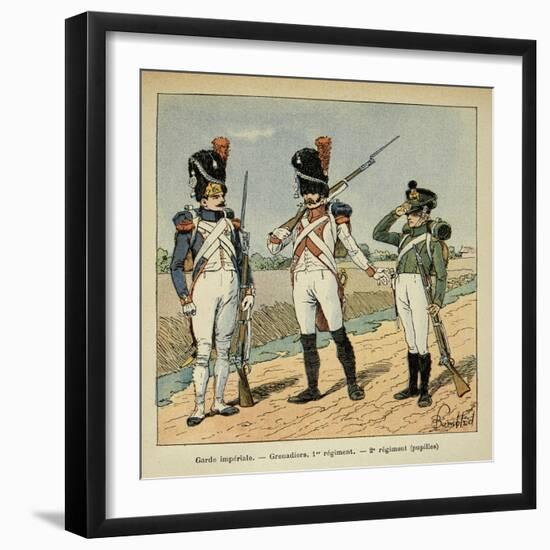 Napoleon's Imperial Guard: 1st Regiment Grenadier and Pupils of the 2nd Regiment-Louis Bombled-Framed Art Print