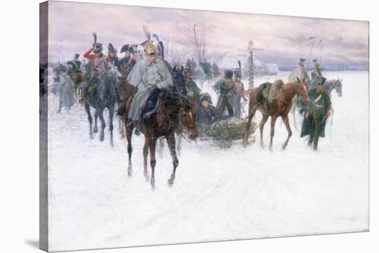 Napoleon's Troops Retreating from Moscow, 1888-89-Jan Van Chelminski-Stretched Canvas