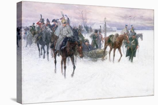 Napoleon's Troops Retreating from Moscow, 1888-89-Jan Van Chelminski-Stretched Canvas