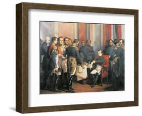 Napoleon Signing His Abdication at Fontainebleau, April 4, 1814-Francois Clouet-Framed Giclee Print