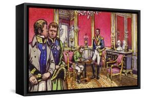 Napoleon Signs the Articles of Abdication at the Palace of Fontainbleau-null-Framed Stretched Canvas