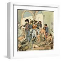 Napoleon Visits Hospital-Louis-Charles Bombled-Framed Art Print