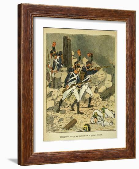 Napoleonic Wars, Battle of Essling, French Tirailleurs His Guard at Aspern-Louis Bombled-Framed Art Print