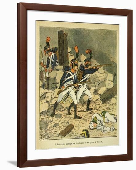 Napoleonic Wars, Battle of Essling, French Tirailleurs His Guard at Aspern-Louis Bombled-Framed Art Print