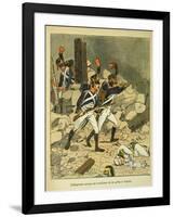 Napoleonic Wars, Battle of Essling, French Tirailleurs His Guard at Aspern-Louis Bombled-Framed Art Print