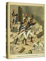 Napoleonic Wars, Battle of Essling, French Tirailleurs His Guard at Aspern-Louis Bombled-Stretched Canvas