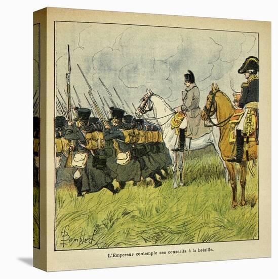 Napoleonic Wars, Emperor Napoleon Observes His Conscripts During a Battle-Louis Bombled-Stretched Canvas