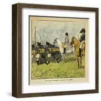 Napoleonic Wars, Emperor Napoleon Observes His Conscripts During a Battle-Louis Bombled-Framed Art Print