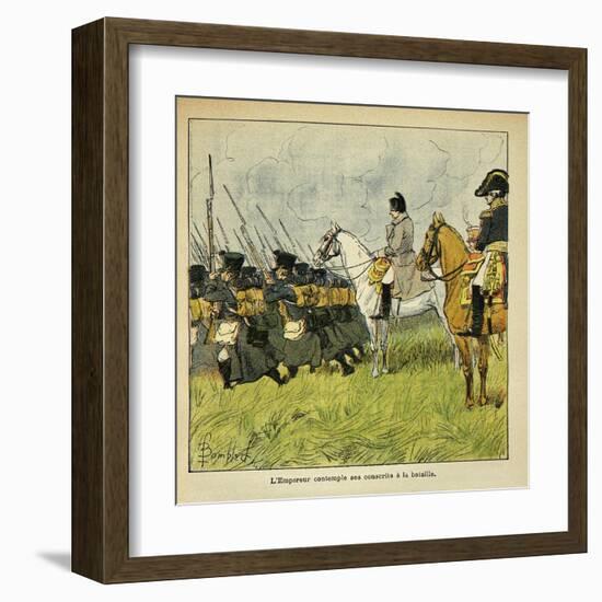 Napoleonic Wars, Emperor Napoleon Observes His Conscripts During a Battle-Louis Bombled-Framed Art Print