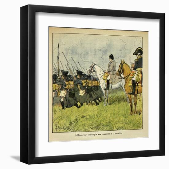 Napoleonic Wars, Emperor Napoleon Observes His Conscripts During a Battle-Louis Bombled-Framed Art Print