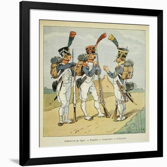 Napoleonic Wars, French Army. Line Infantry: Fusilier, Grenadier and Voltigeur-Louis Bombled-Framed Art Print