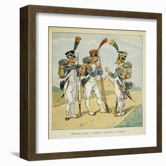 Napoleonic Wars, French Army. Line Infantry: Fusilier, Grenadier and Voltigeur-Louis Bombled-Framed Art Print