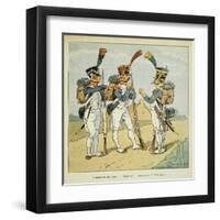 Napoleonic Wars, French Army. Line Infantry: Fusilier, Grenadier and Voltigeur-Louis Bombled-Framed Art Print