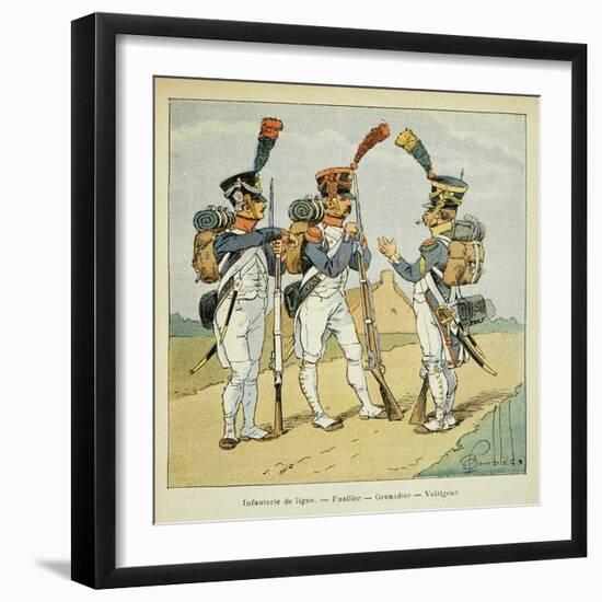 Napoleonic Wars, French Army. Line Infantry: Fusilier, Grenadier and Voltigeur-Louis Bombled-Framed Art Print