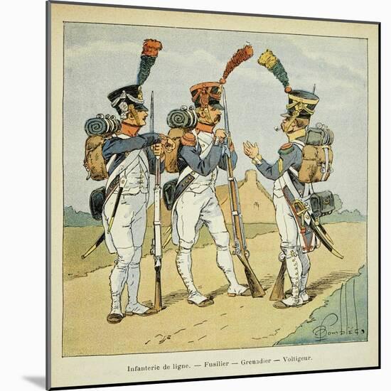 Napoleonic Wars, French Army. Line Infantry: Fusilier, Grenadier and Voltigeur-Louis Bombled-Mounted Art Print