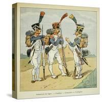 Napoleonic Wars, French Army. Line Infantry: Fusilier, Grenadier and Voltigeur-Louis Bombled-Stretched Canvas