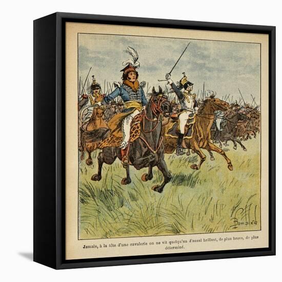 Napoleonic Wars, Joachim Murat Charging at the Head of His Cavalry-Louis Bombled-Framed Stretched Canvas
